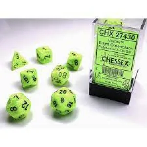 Vortex Bright Green/Black 7 Poly Dice