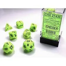 Vortex Bright Green/Black 7 Poly Dice
