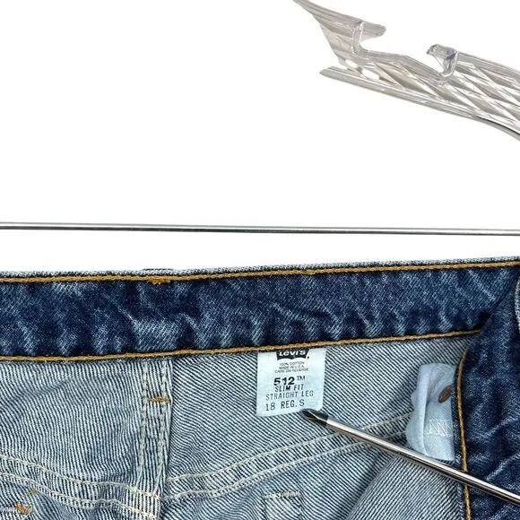 VTG Levis Womens 512 Jeans Slim‎ Fit Straight Y2K  90's Zip Blue Sz 18 Reg S