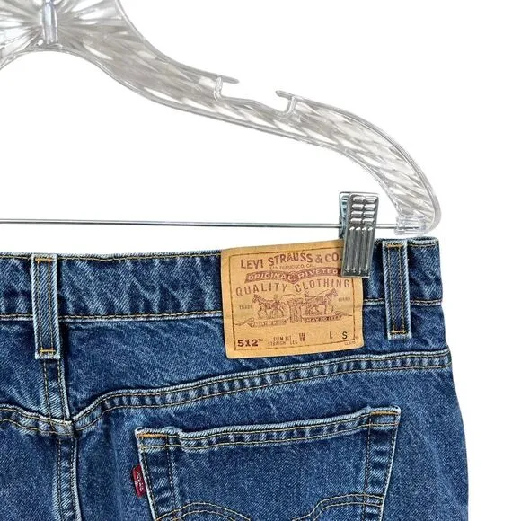 VTG Levis Womens 512 Jeans Slim‎ Fit Straight Y2K  90's Zip Blue Sz 18 Reg S