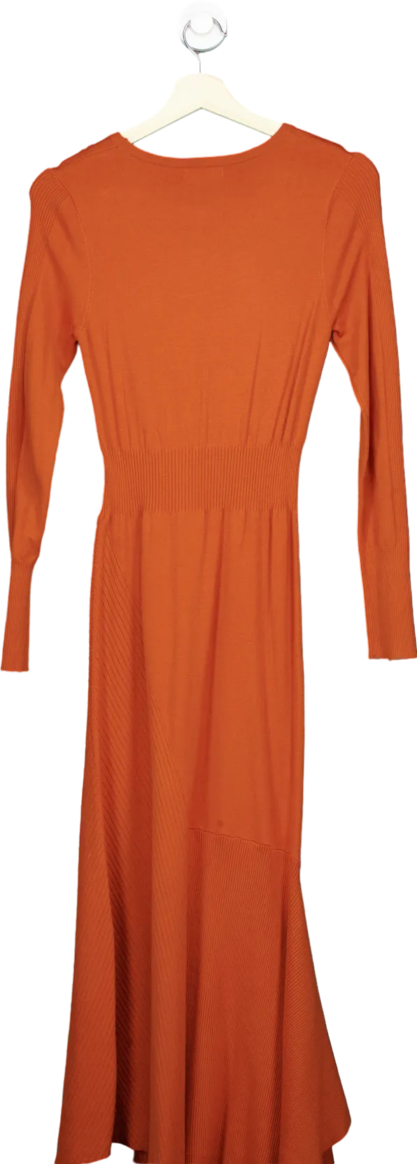 Warehouse Orange Mixed Rib Statement Dress UK S