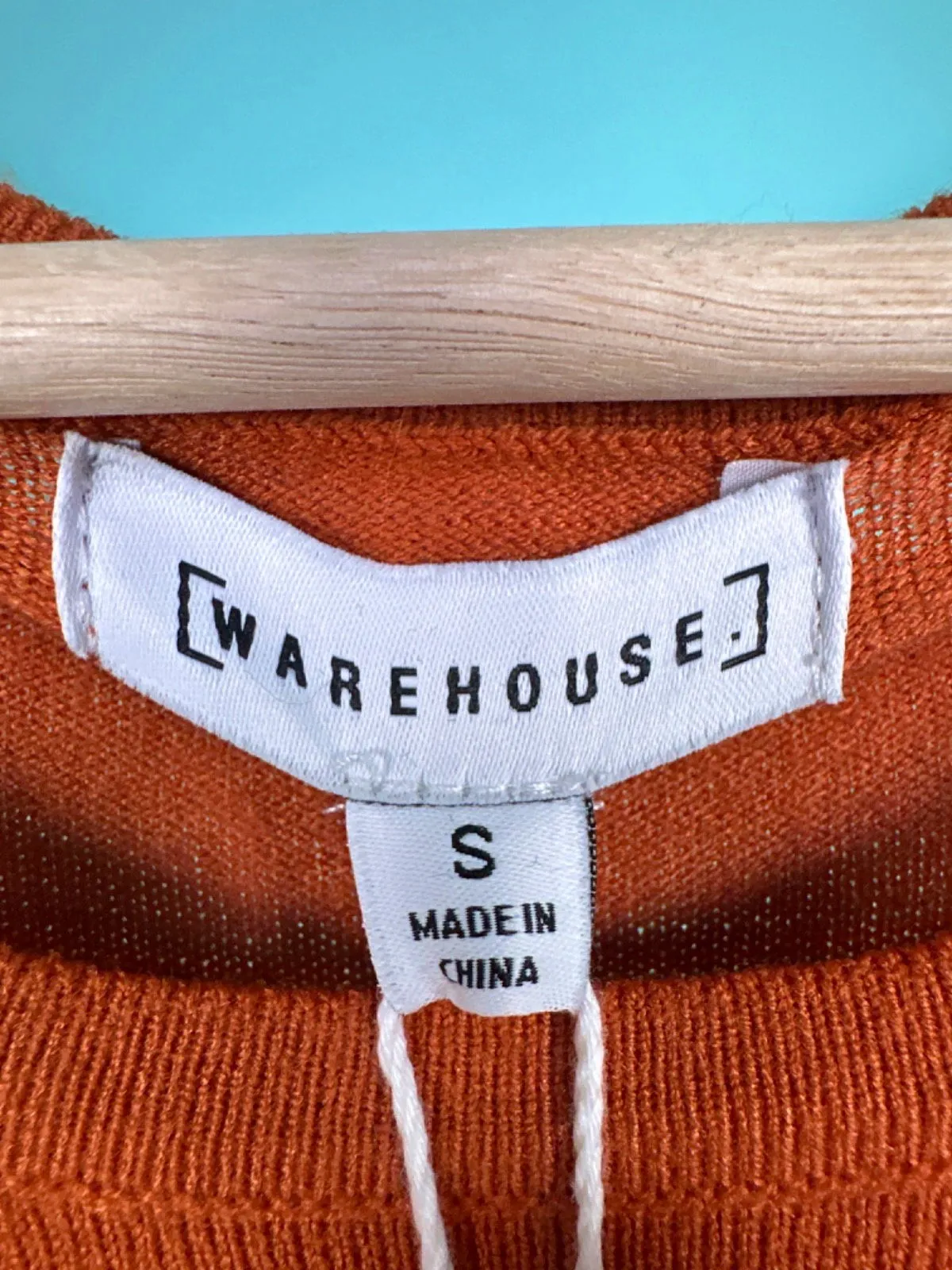 Warehouse Orange Mixed Rib Statement Dress UK S
