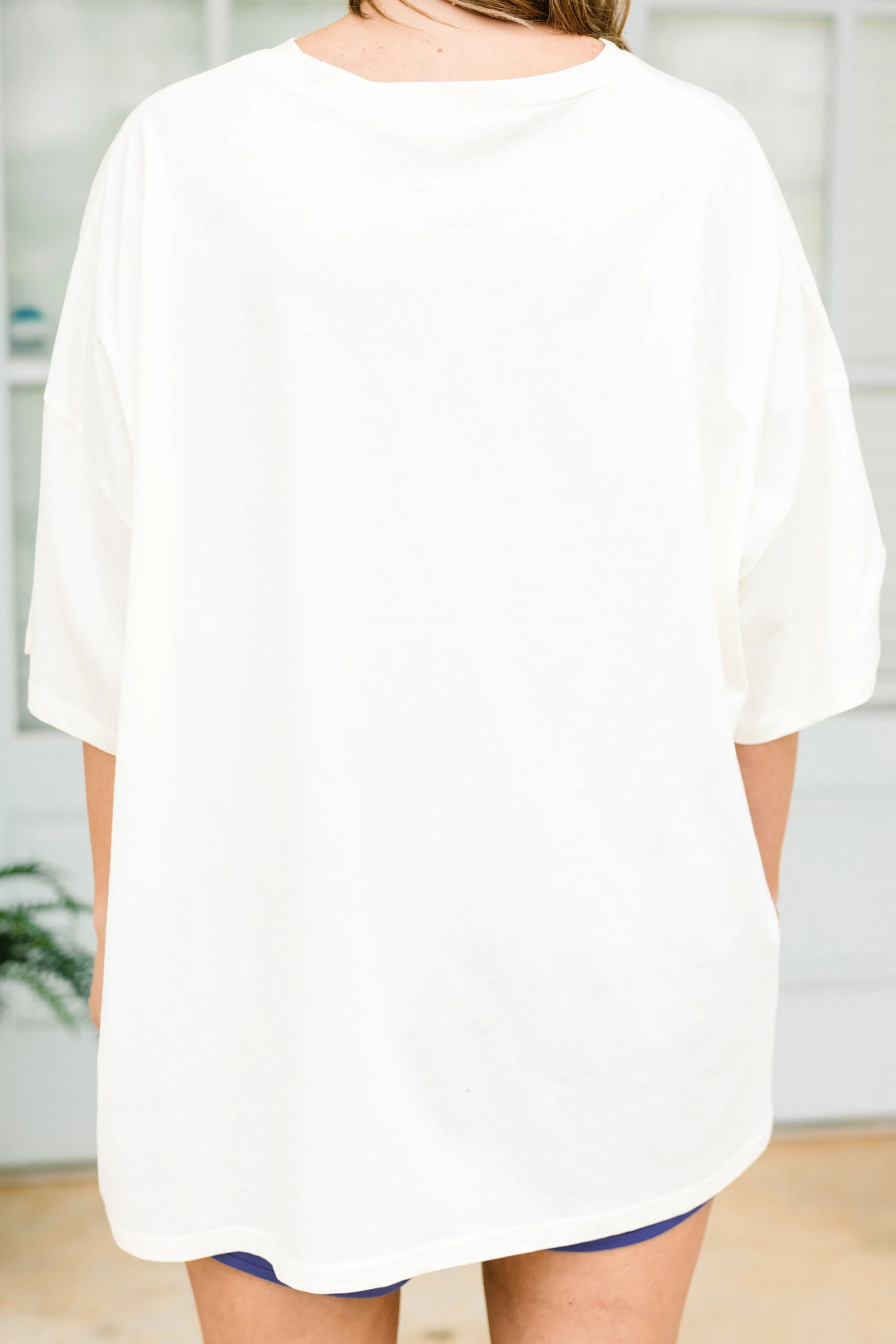Watercolor Stars Boyfriend Tee, Ivory