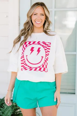 Watermelon Sugar Smiles Boyfriend Tee, Ivory