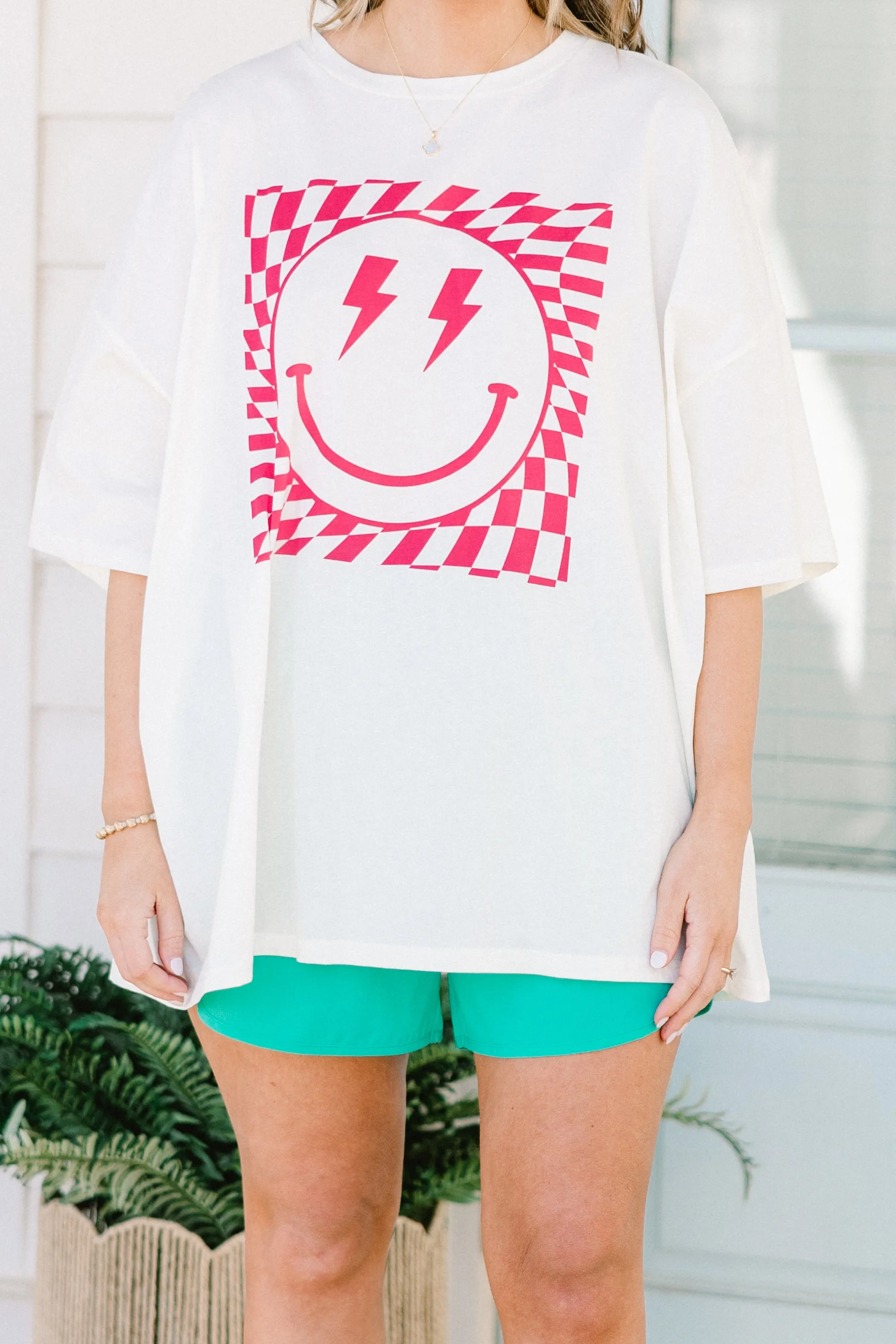 Watermelon Sugar Smiles Boyfriend Tee, Ivory