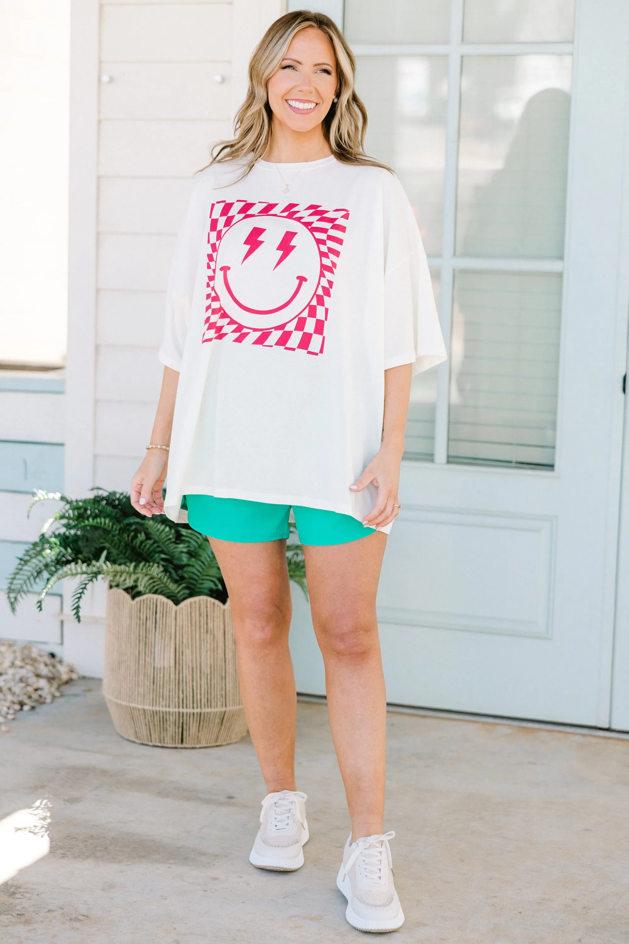 Watermelon Sugar Smiles Boyfriend Tee, Ivory