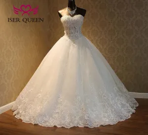 Wedding Dresses Pure White Pearls Bead Ball Gown Wedding Dress Plus Size
