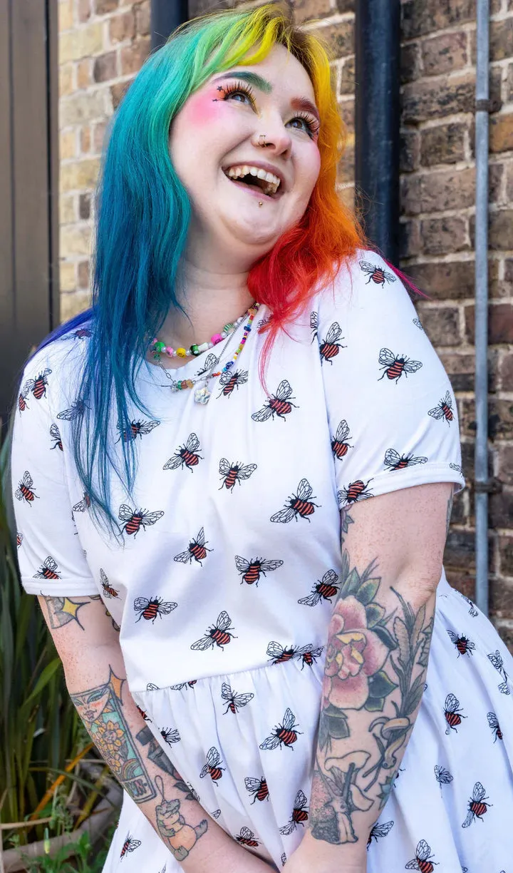 White Bee Oversized Smock Dress