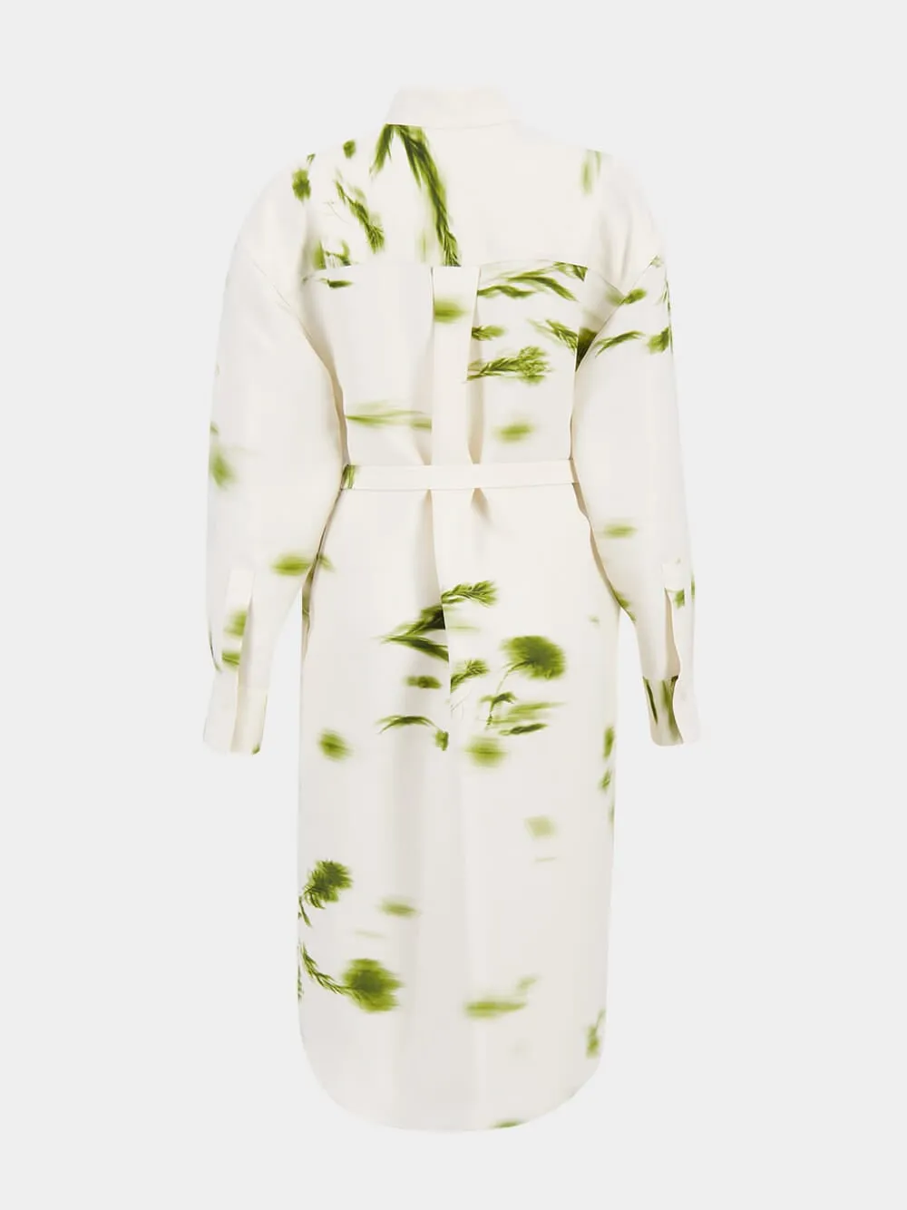 White Blossom Print Shirt Dress