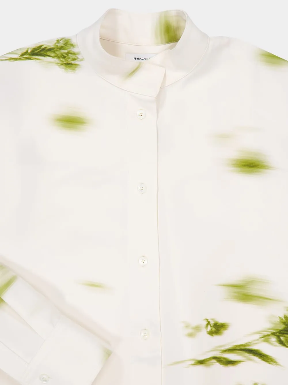 White Blossom Print Shirt Dress