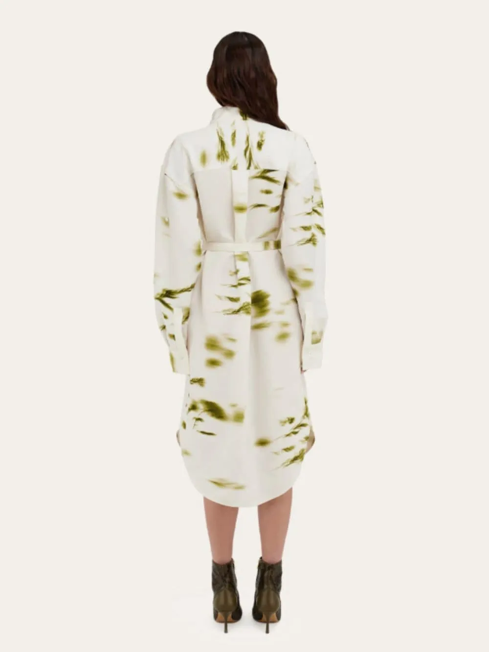 White Blossom Print Shirt Dress