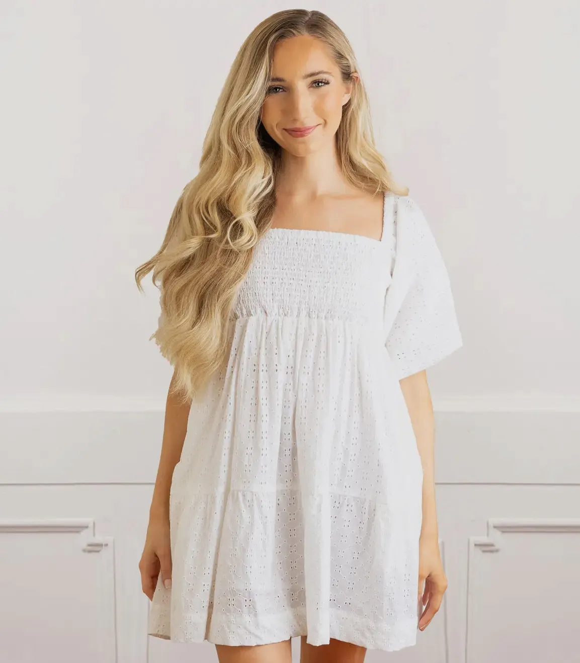 White Eyelet Babydoll Dress
