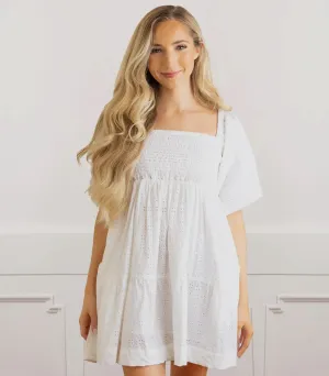 White Eyelet Babydoll Dress