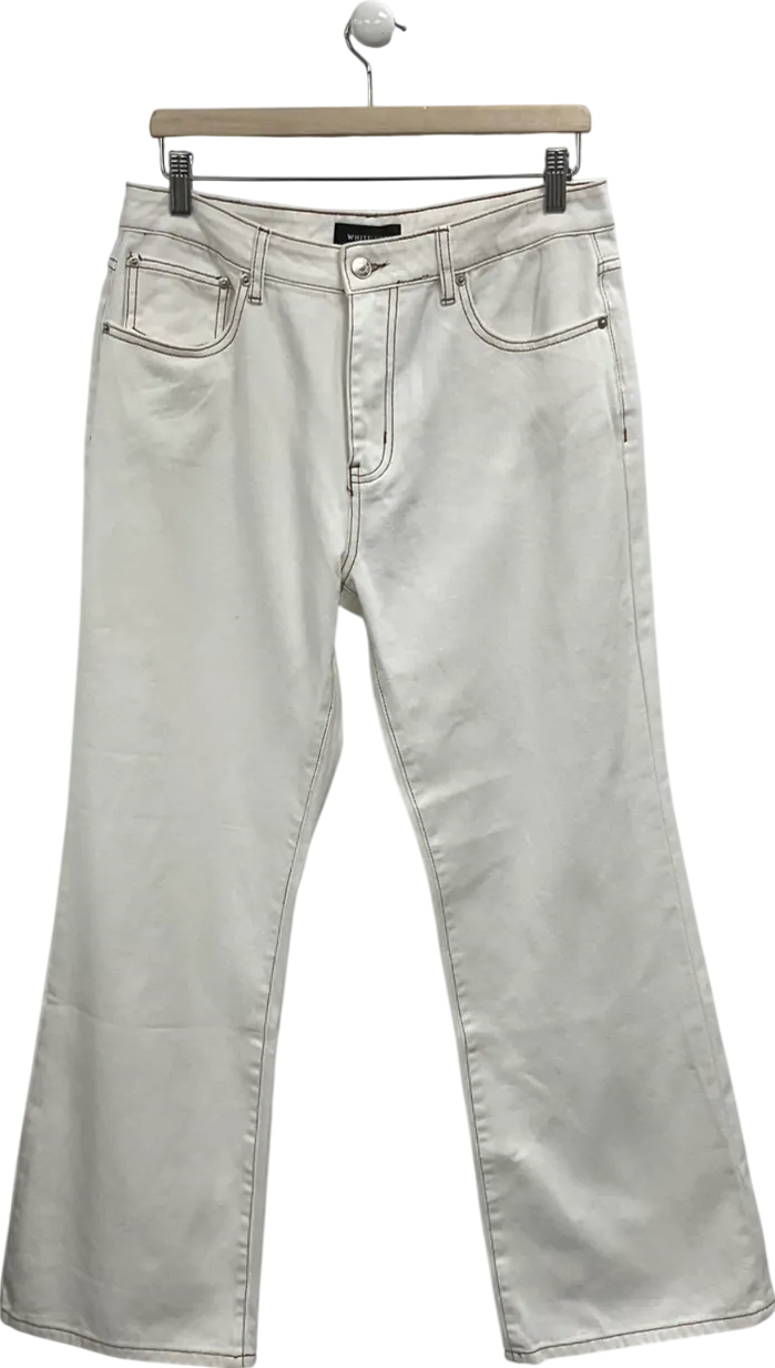 White Fox Cream Lola High Rise Wide Leg Jeans UK L