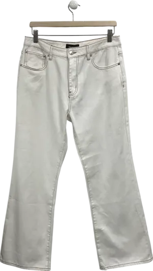 White Fox Cream Lola High Rise Wide Leg Jeans UK L