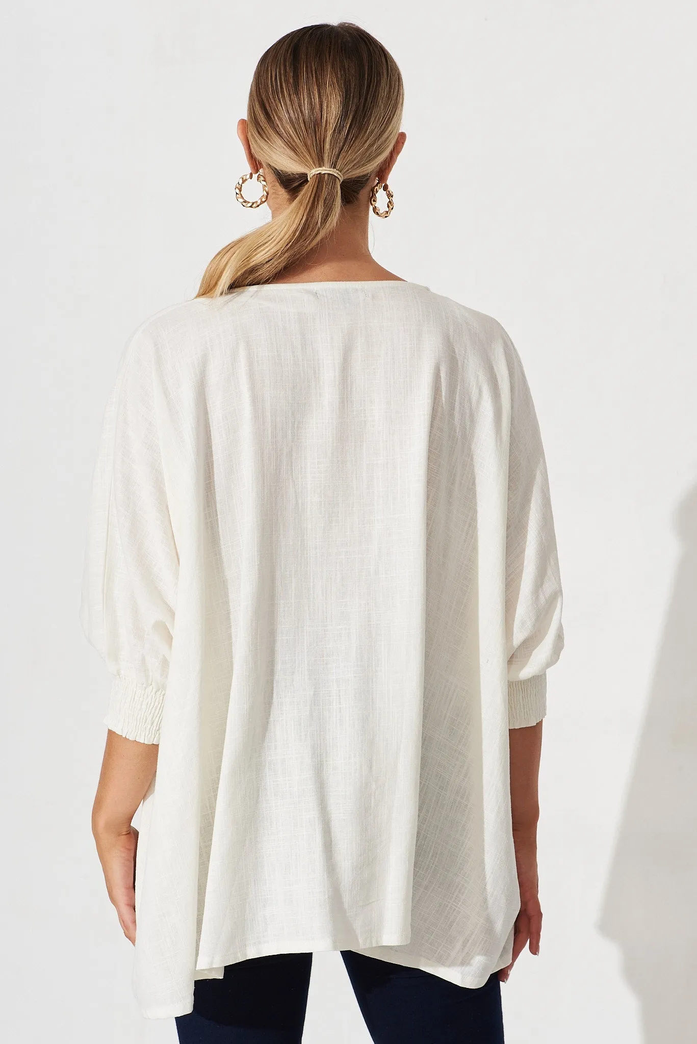 White Linen Blend Devina Blouse
