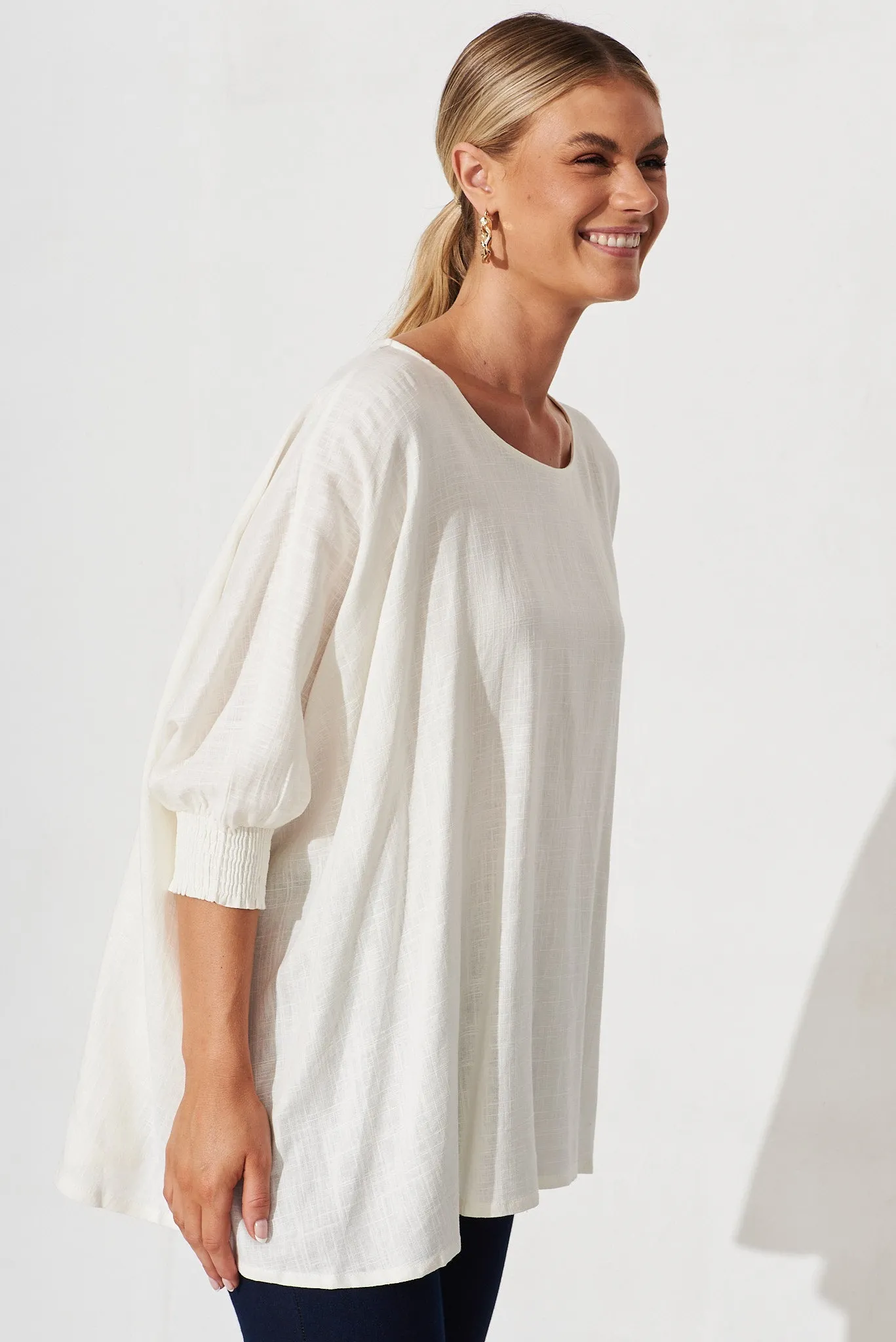 White Linen Blend Devina Blouse