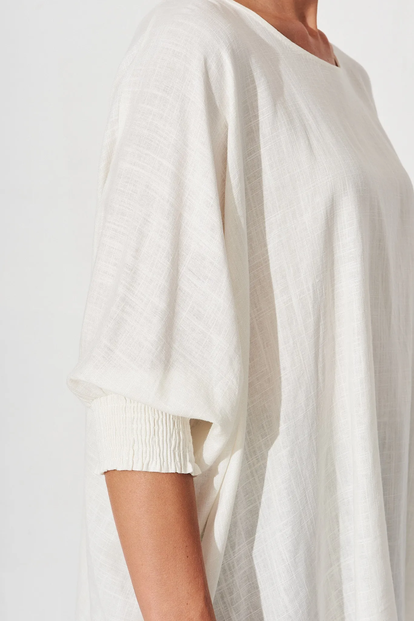 White Linen Blend Devina Blouse
