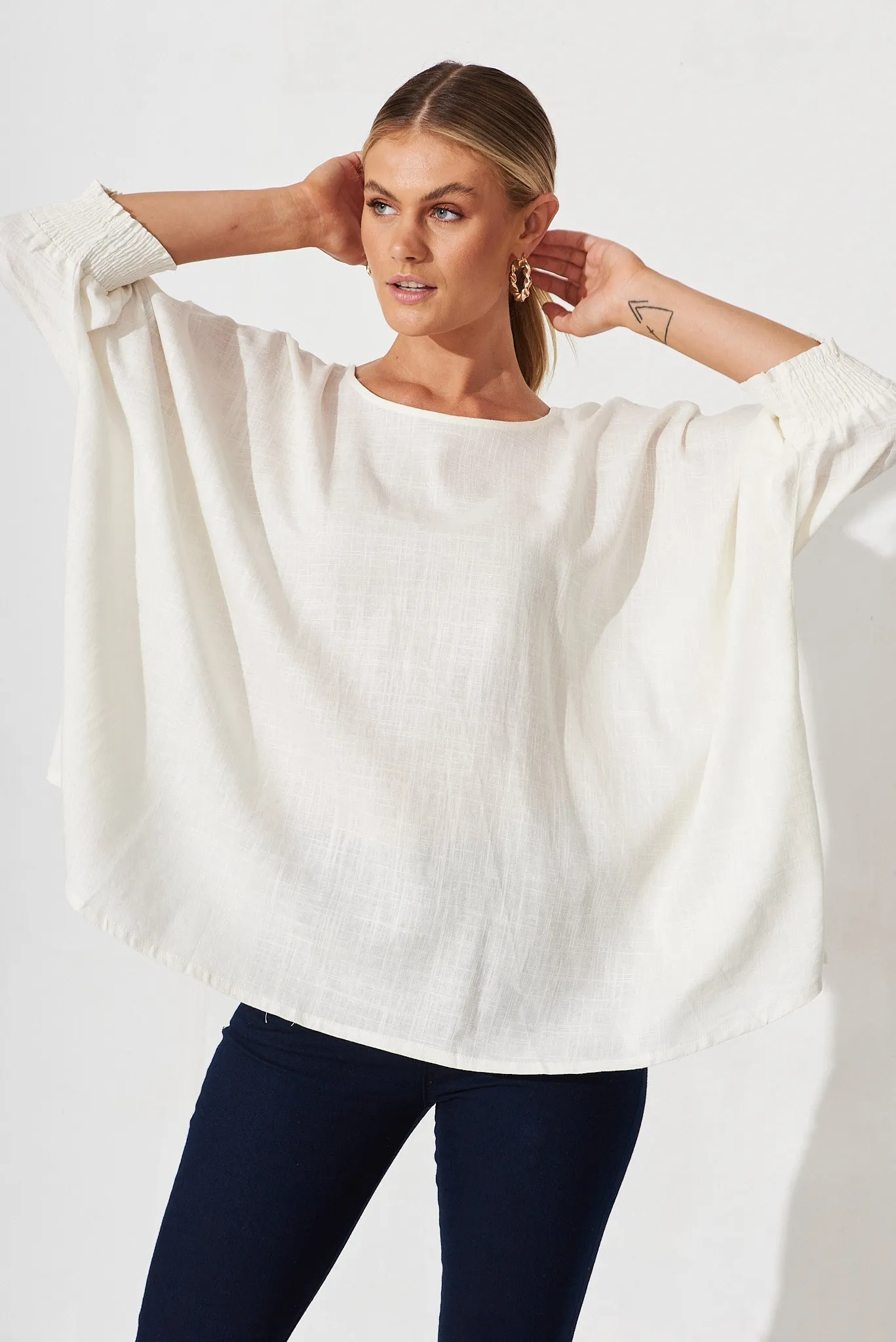 White Linen Blend Devina Blouse