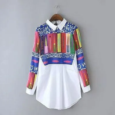 Womens Ladies Vintage Retro Casual Shirts Long Sleeve Tops Blouse