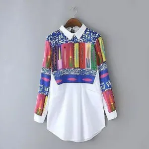 Womens Ladies Vintage Retro Casual Shirts Long Sleeve Tops Blouse