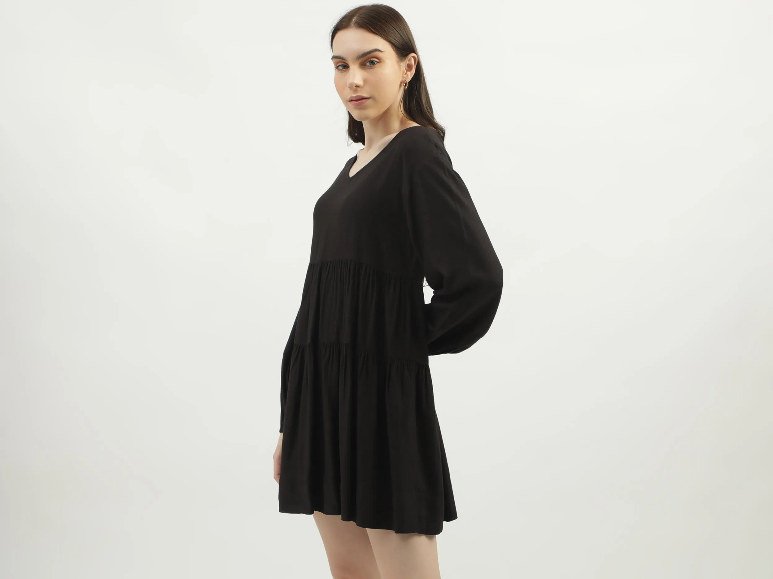 Women's Regular Fit V-Neck Solid Dresses