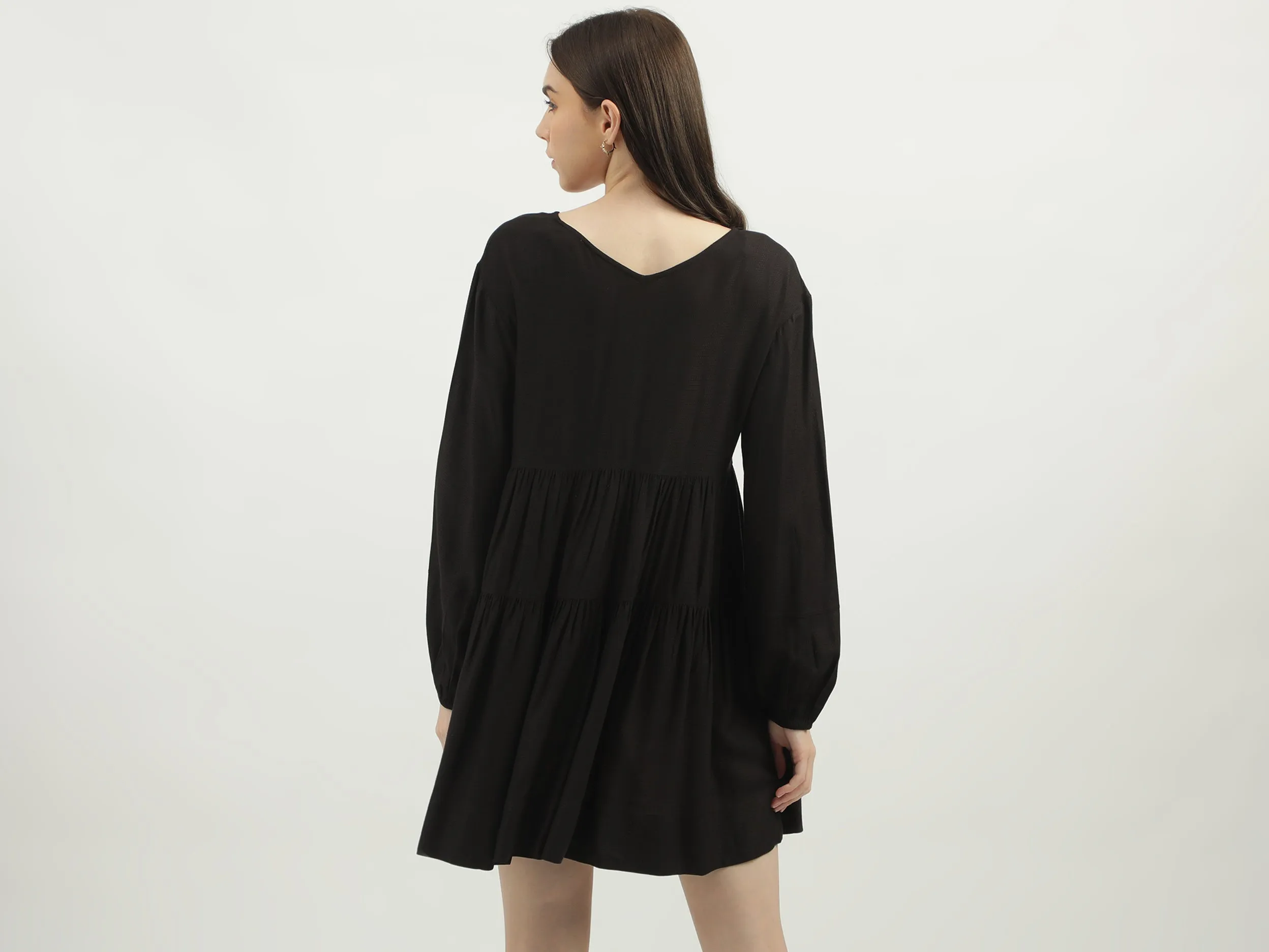Women's Regular Fit V-Neck Solid Dresses