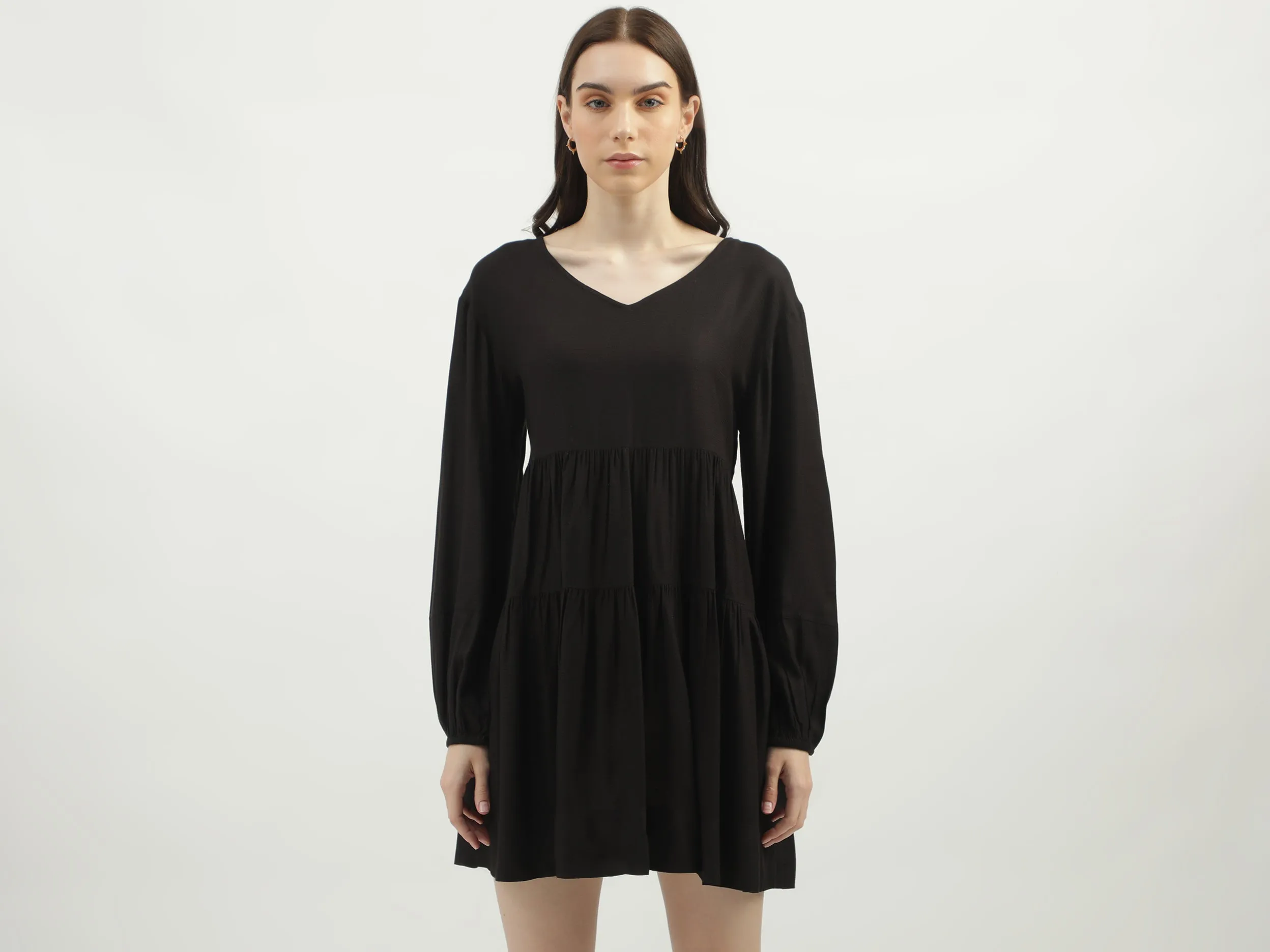 Women's Regular Fit V-Neck Solid Dresses
