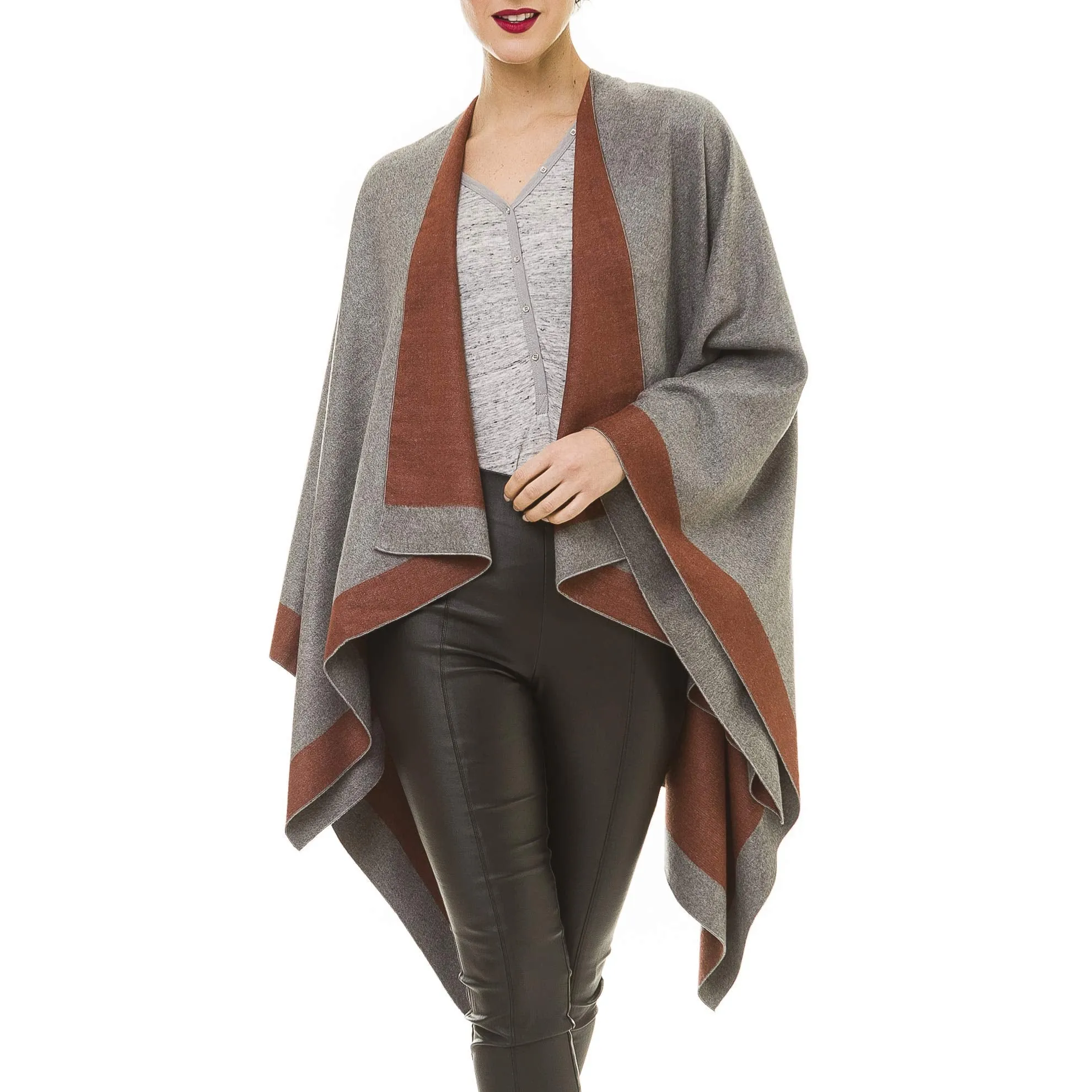 Women's Shawl Wrap Poncho Ruana Cape Cardigan Sweater Open Front