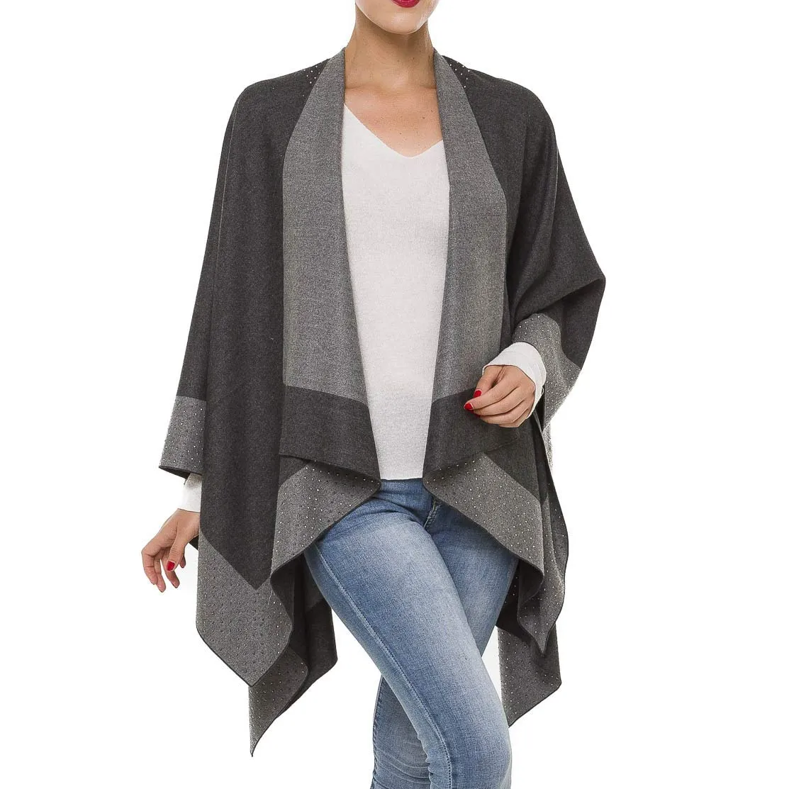 Women's Shawl Wrap Poncho Ruana Cape Cardigan Sweater Open Front