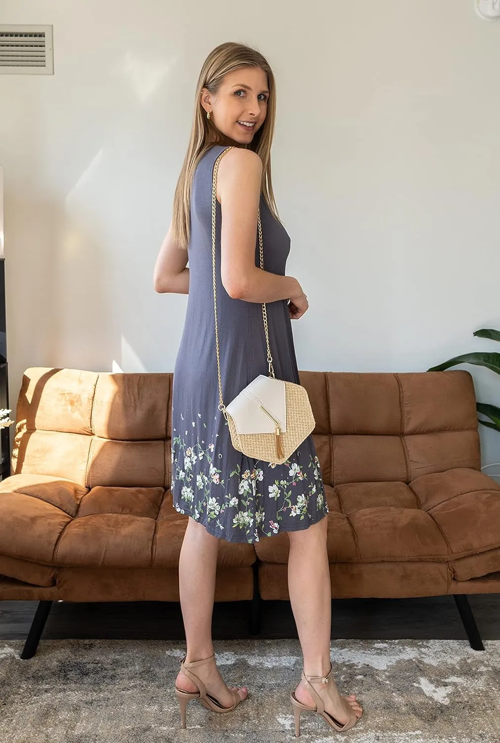 Womens Summer Dresses 2025 Casual Pleated Floral A-Line Tank Sundress Beach Vacation Cruise Outfits