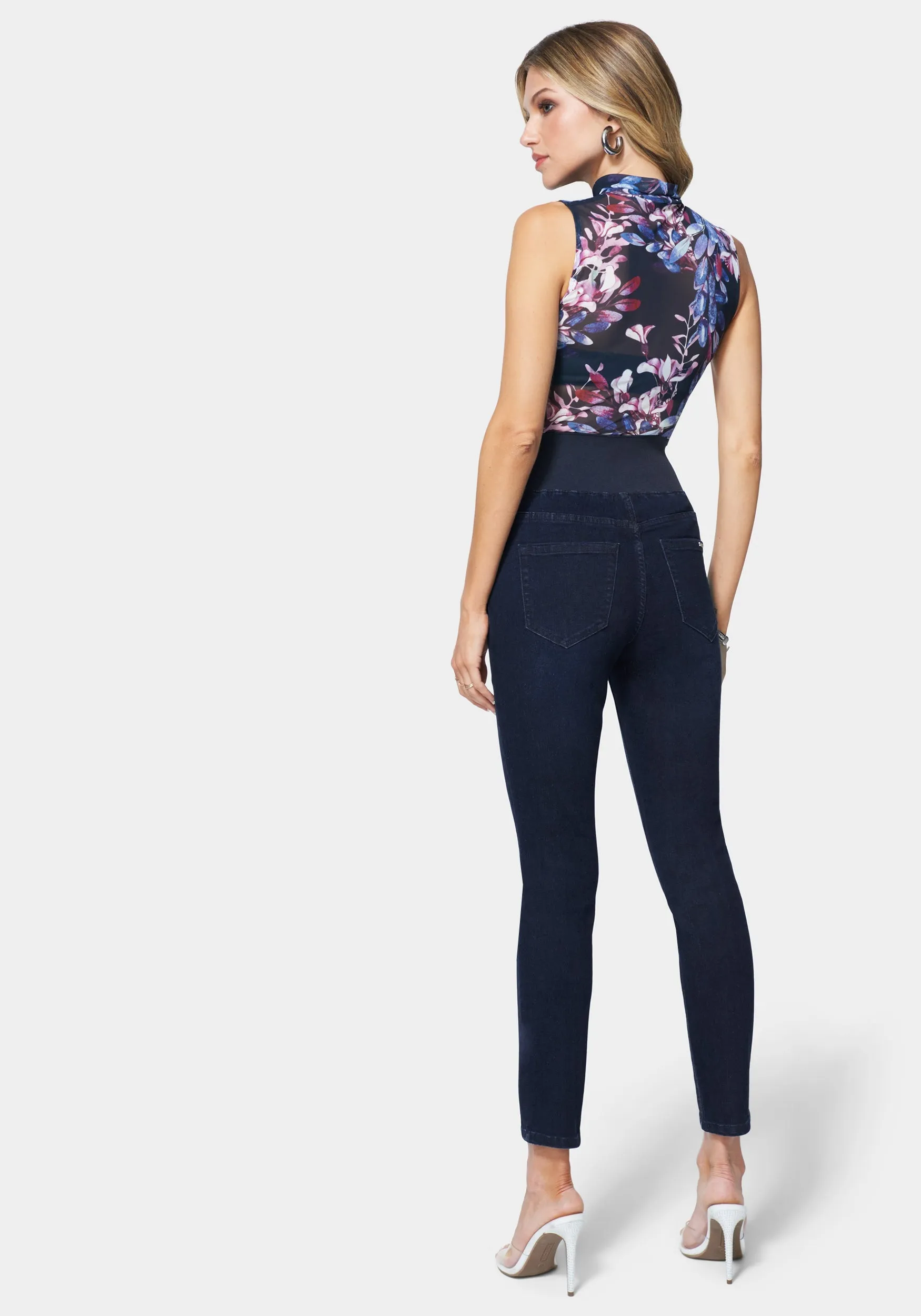 Zip Front Elastic Skinny Jean